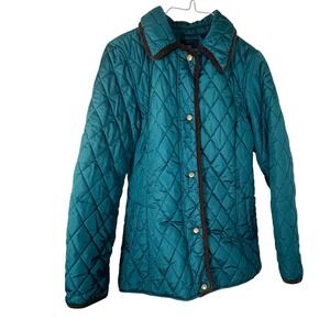 VTG Faded Glory Womens Antique Teal Quilted Snap Front Jacket Coat XS 0-2